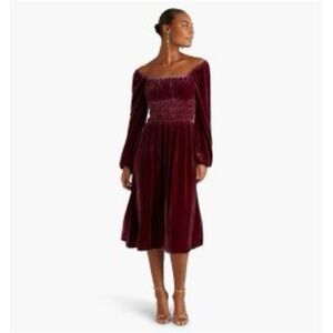 NWT Hill House Home Deep pink Velvet long sleeved dress